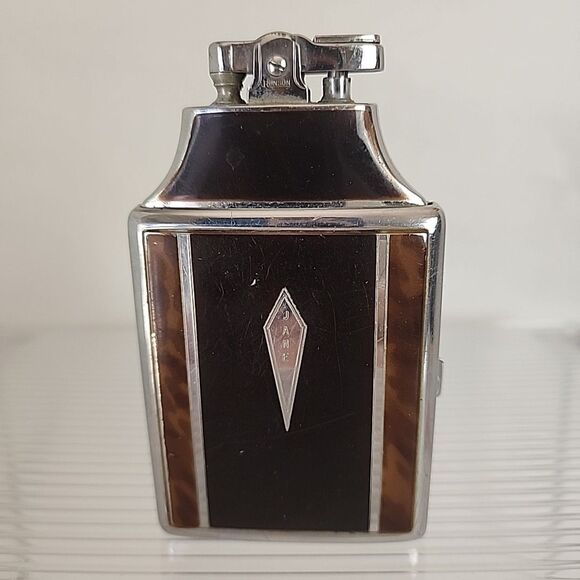 Vintage Ronson Mastercase Lighter & Cigarette Holder Engraved Jane Black Brown - Picture 2 of 16
